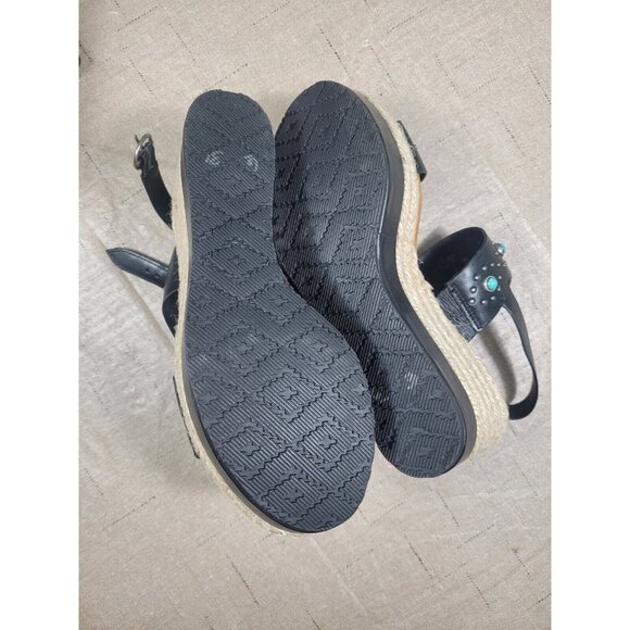 Zodiac Women's Size 6 Black Turquoise Studs Wedge Espadrilles sandals shoes 346 - Picture 10 of 10